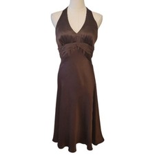 Jones New York Chocolate Brown Silk Halter Dress Size 6