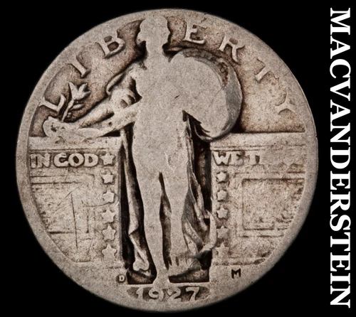 1927-D Standing Liberty Quarter- Silver Semi Key Better Date No Reserve #i8025