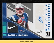 2019 Panini Donruss Laundry Tag Brand Logo 1/1 Damien Harris Patch Auto READ 4f5