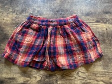 Justice Girls Red Orange Navy Plaid Skirt Skort 10