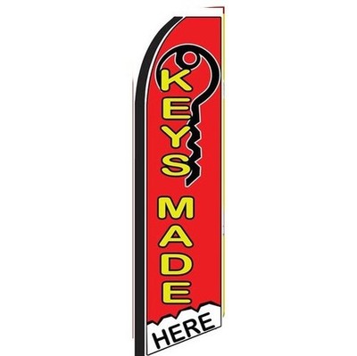 Keys Made Here Red Flutter Swooper Flag Advertising Sign 3  Wide Banner Only