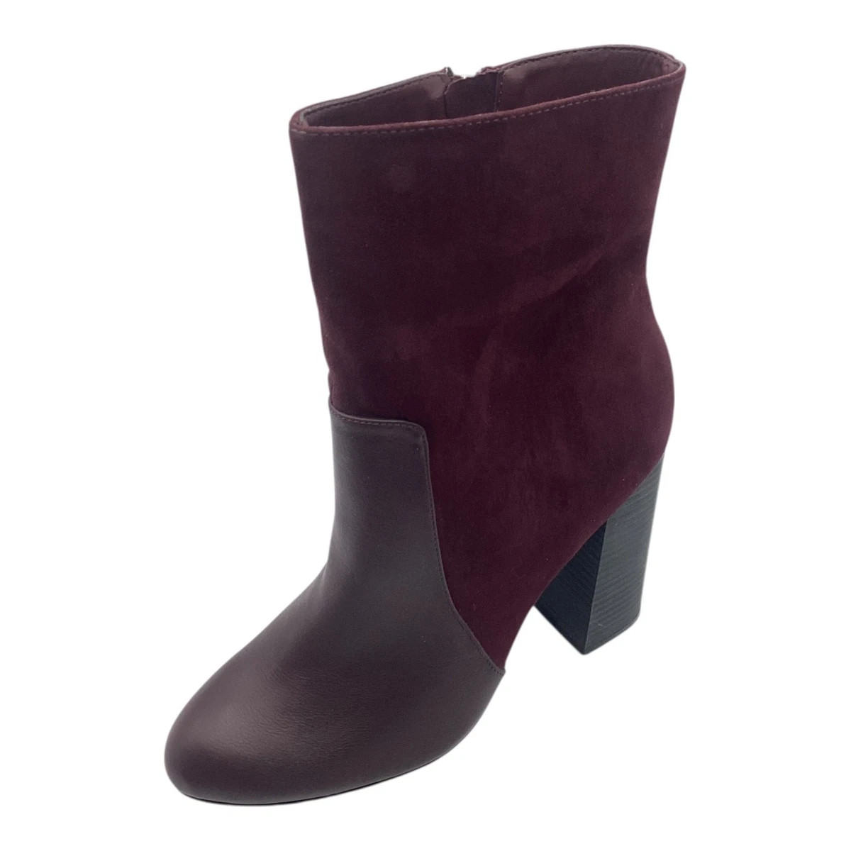 Anne Michelle Mujer Borgoña Imitación Gamuza Tacón Alto Botines Talla UK 7 Nuevos