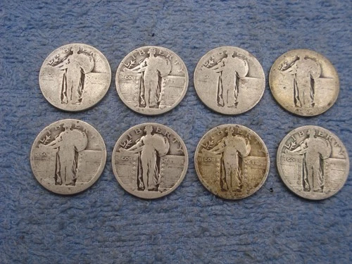 8 SILVER STANDING LIBERTY QUARTERS NO DATES    lot m