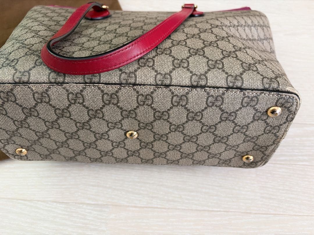 GUCCI GG Pattern Tote Bag Leather Pink Red Authentic Used Excellent Condition thumbnail 3