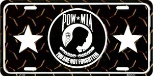PATRIOTIC POW MIA YOU ARE NOT FORGOTTEN USA METAL LICENSE PLATE EMBOSSED #1049-A