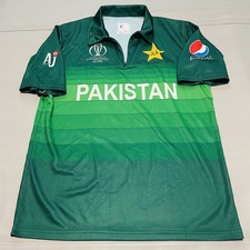 Pakistan Cricket Jersey Men World Cup 2019 Green Striped Shirt Kit-L-2706