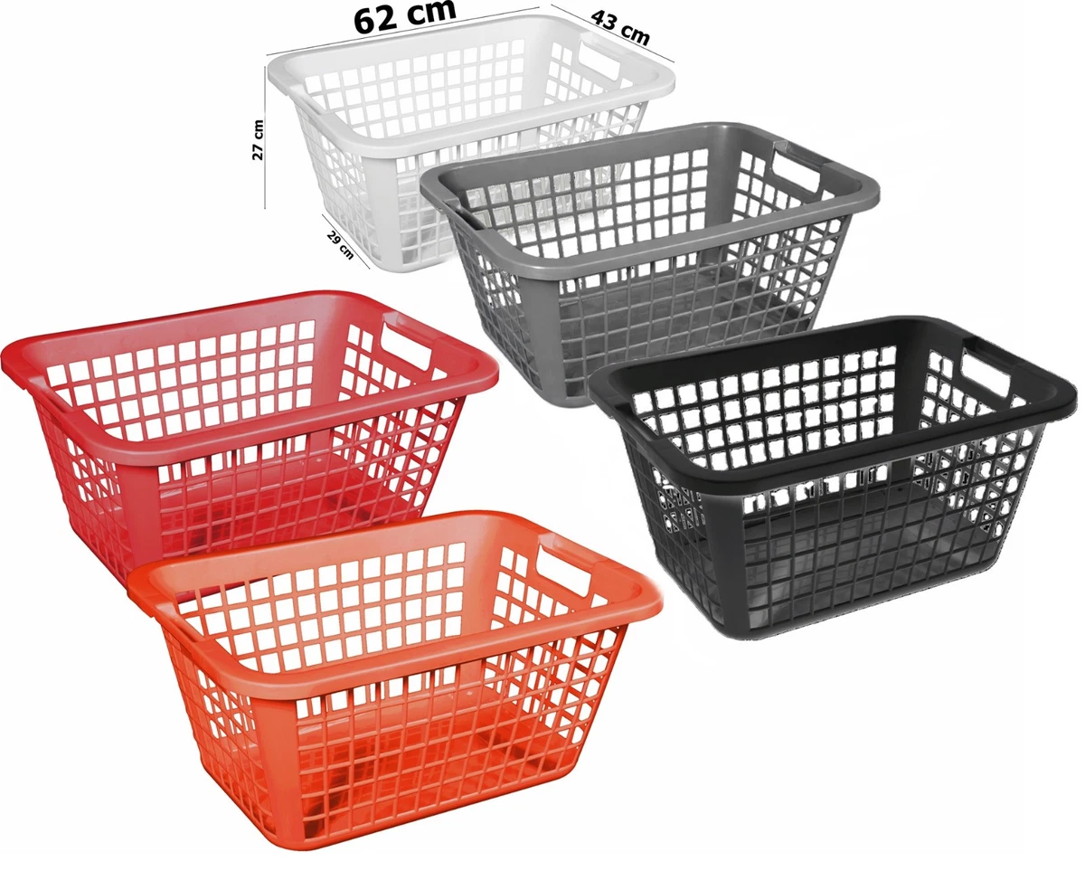 Cesto Portabiancheria Ebaxx 69 Litri XL - Plastica, Rettangolare, Con Maniglie, Bianco/grigio