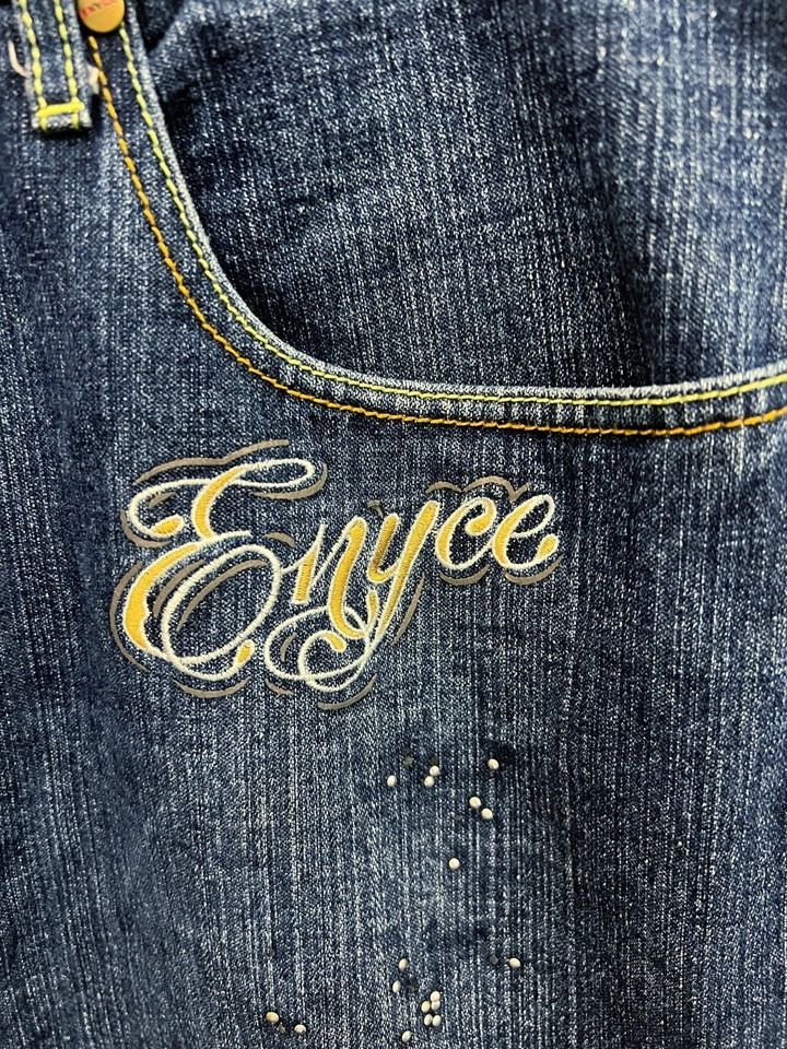 Shorts jeans vintage Enyce masculino tamanho 36 azul jeans caveira hip hop skatista Y2K - Imagem 4 de 4