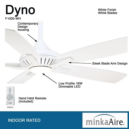 Minka Aire Dyno 52" Ceiling Fan - White 5-Blade Remote Control - Picture 4 of 4
