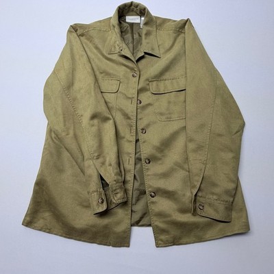 Liz Claiborne Lizwear Olive Green Faux Suede Shirt Jacket Shacket Medium