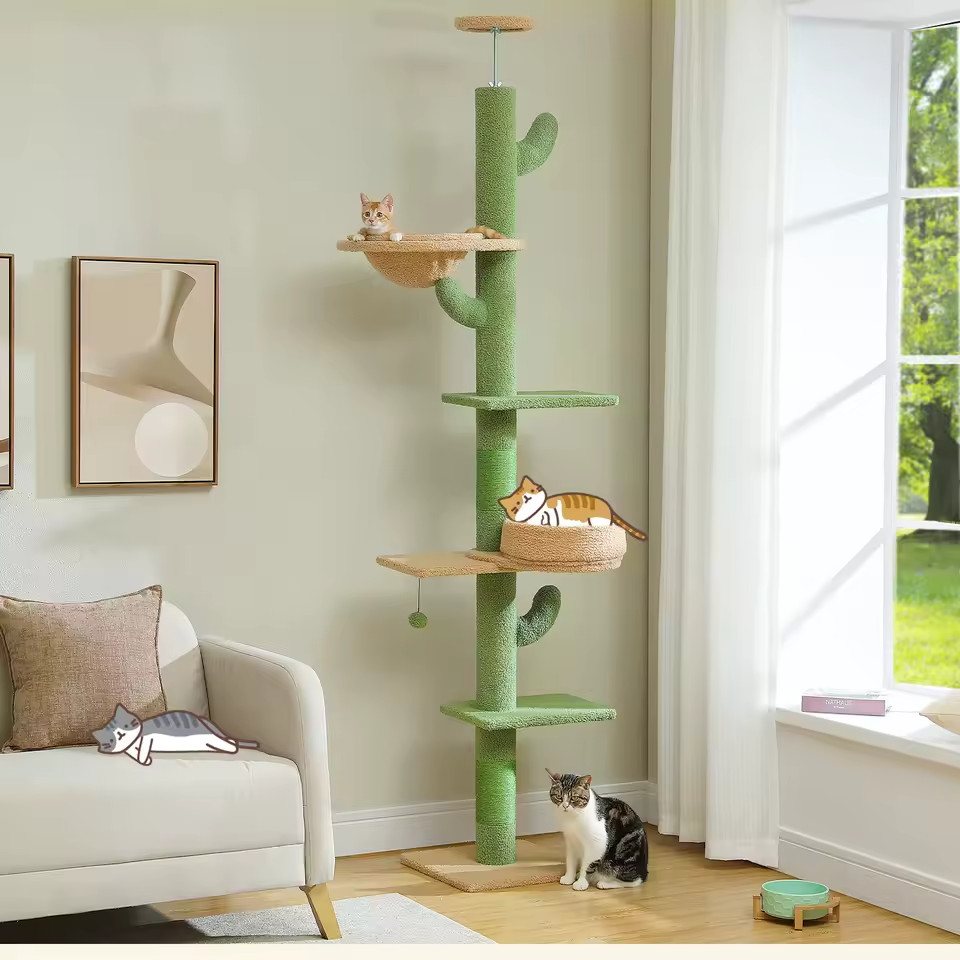 Arbre à chat cactus du sol au plafond tour griffoir réglable L