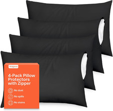 Ultra Soft Pillow Protectors with Zipper King Size - Set of 4 Breathable Pillow