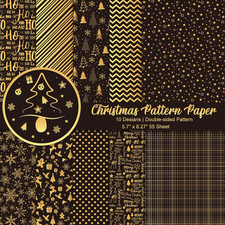 55 Sheets Merry Christmas Pattern Paper Set Decorative Paper for Card Making Scr
