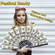 Folding Fan - Money Stacks/Money Fan - Large Rave Clack Folding Hand Fan for