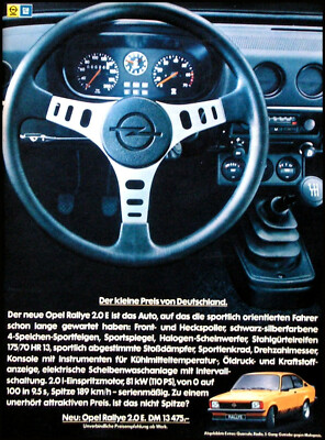 Opel  Kadett C Coupe, originale Werbung aus 1977 nach Facelift, Opel Rallye 2.0E