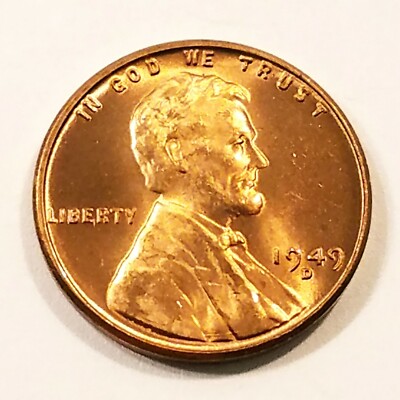 1942-D Lincoln Wheat Cent Penny Gorgeos Red B U CH GEM Nice Luster From OBW Roll