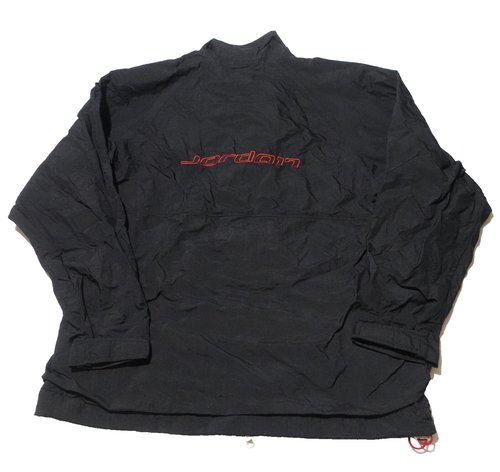 Air Jordan Black Mens Full Zip Windbreaker Jacket Size L Spellout Lightweight