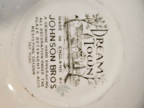 Set of 4 Johnson Bros Dream Town Green Oval Soup/Cereal Bowl – England – Vintage - Picture 12 of 14
