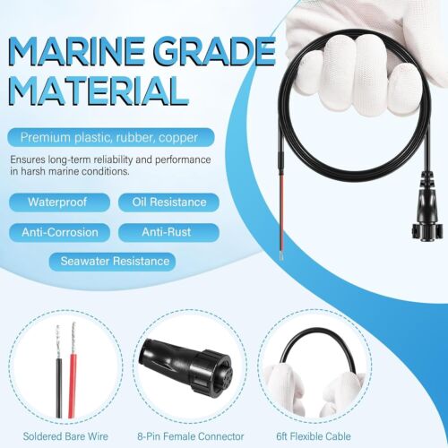 For Humminbird Solix and Onix Series PC 12 Power Cord 6' Power Cable 720085-1 - Picture 8 of 13