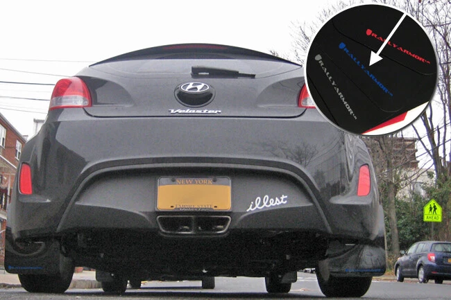Rally Armor MF24-UR-BLK/BL Black/Blue UR Mud Flaps for 12-18 Hyundai Veloster Foto 2 de 4