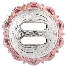 WESTERN SADDLE HEADSTALL TACK BRIGHT SILVER ROSE ENGRAVED SLOTTED CONCHO 1-1/2"