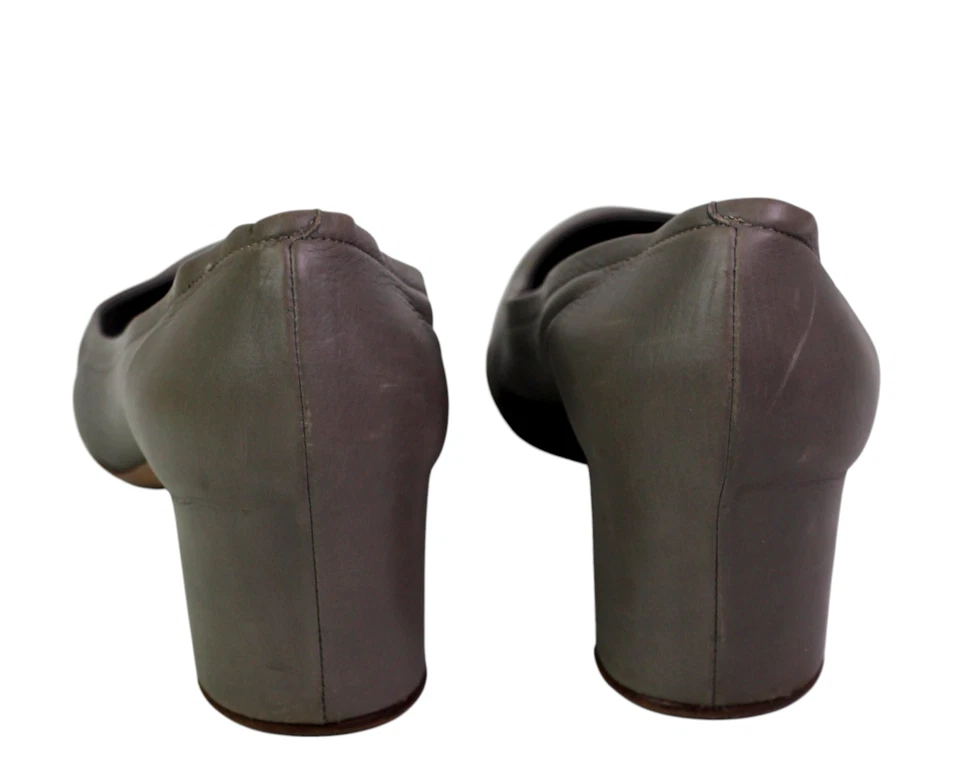 ZAPATOS DE SALÓN CLÁSICOS DE TACÓN MEDIO DE CUERO GENUINO GRIS ITALIA Roberto Del Carlo Talla 38.5 Foto 4 de 4