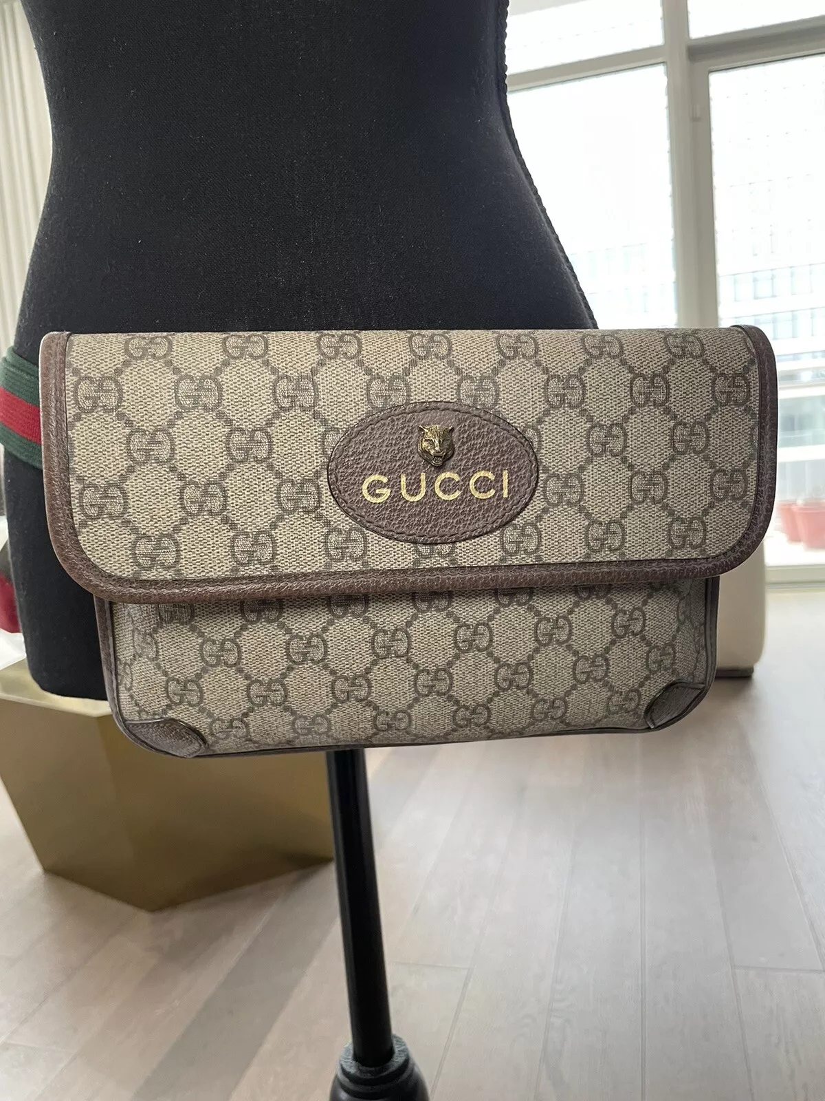 Sac ceinture Web vintage GUCCI GG Supreme Monogram Neo marron