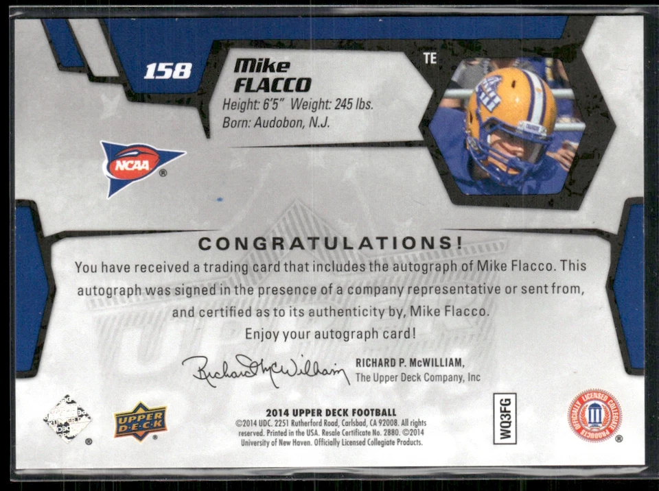 Mike Flacco 2014 Upper Deck RC Auto 1/10 - Image 2 of 2