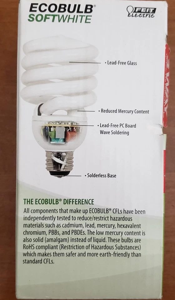 50/100/150 EQUIVALENT 3 WAY CFL ECOBULB LIGHT BULB SOFTWHITE Feit Electric NEW - Image 4 of 4