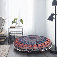 32" INCHE INDIAN MANDALA ROUND COVER TAPESTRY FLOOR CUSHION PILLOW POUF COVER