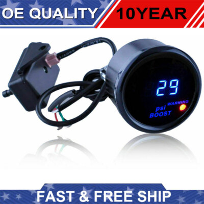 Universal Car 2'' 52mm Digital Blue Digital LED 29 PSI Turbo Boost Gauge Meter