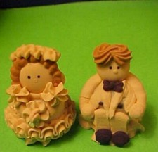 Small Bride and Groom couple wedding cake topper fondant 3D icing