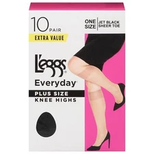 L'eggs Brand Everyday Women's Nylon Knee Highs Stockings Sheer Toe, 10 Pack
