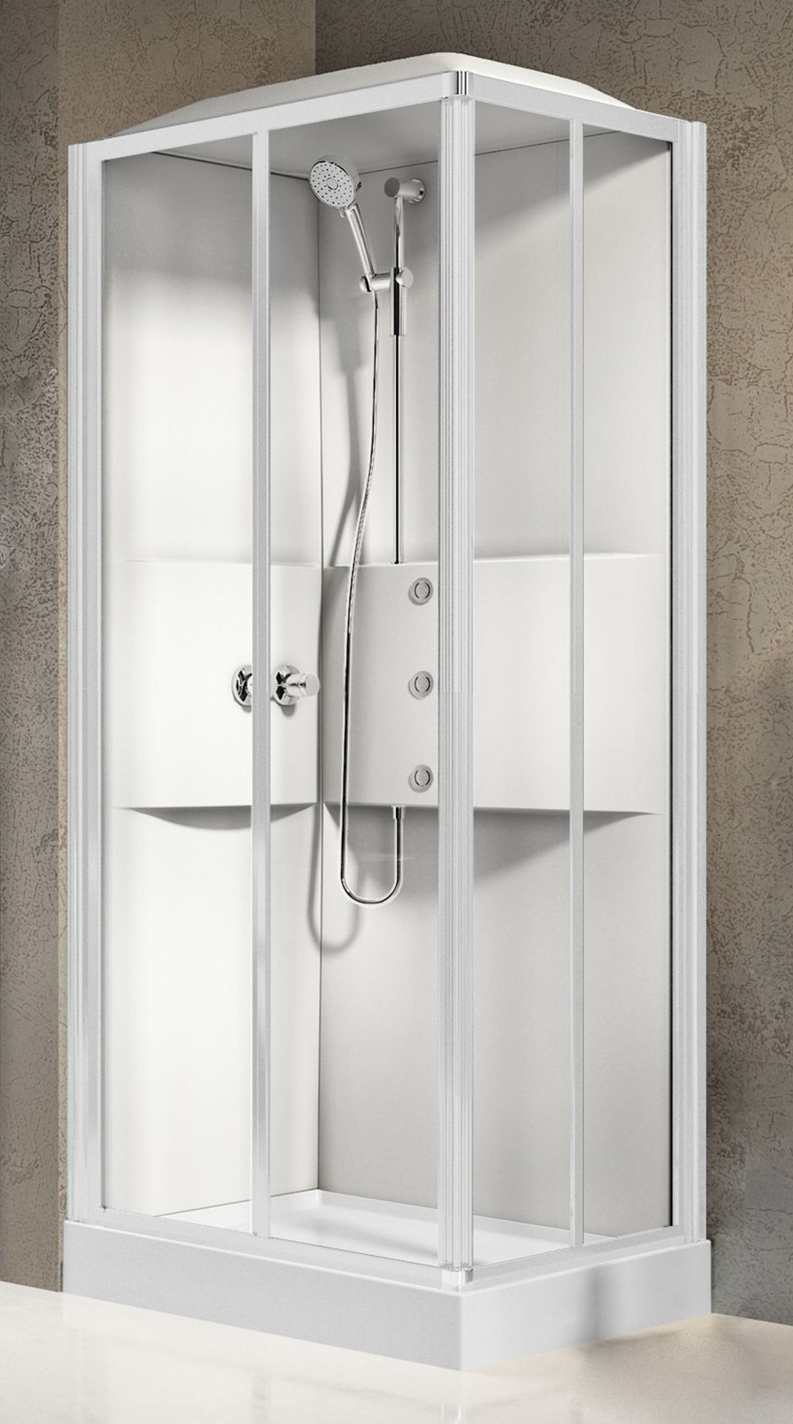 Box Doccia Meccanico Bianco Novellini Media 2.0 A 100X80 Idro Tettuccio Soffione