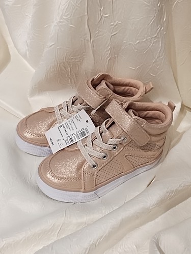 Toddler Shoes Rose Gold High top Fashion Sneakers Childrens Place Size 8 NEW - Picture 9 of 22