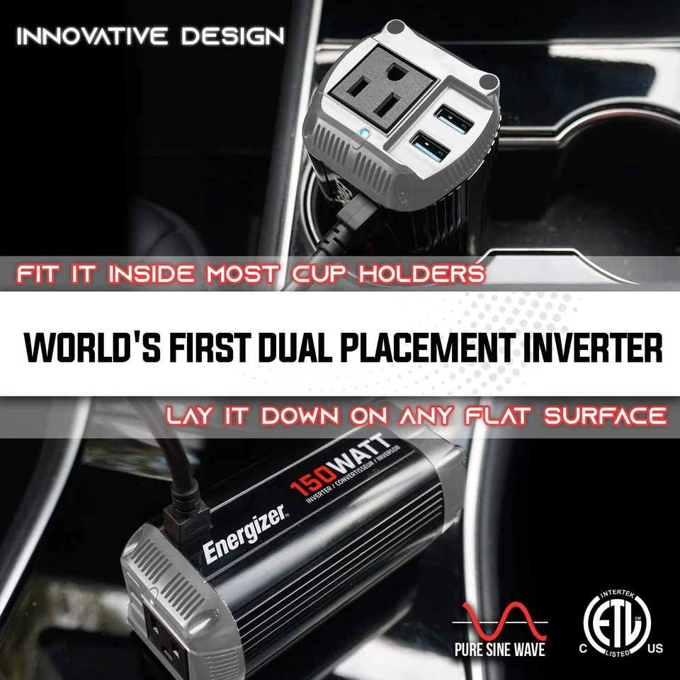 Energizer 150 Watts Pure Sine Wave Power Inverter - 2 USB Ports QC 3.0 - Image 4 of 4