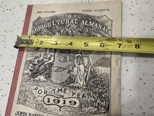John Baer's Sons Inc Lancaster, Pa 1919 Agricultural Almanac WW1 Pennsylvania - Picture 7 of 8
