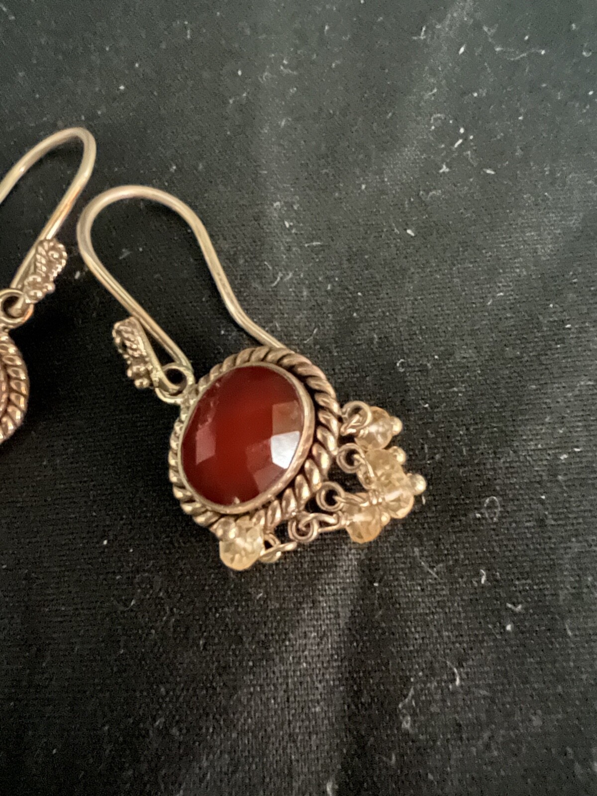 Womans Sterling Silver Bezel Set Ruby Dangle Earr… - image 5