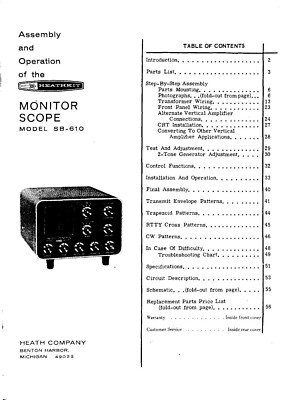 Assembly & Operation Manual-Anleitung für Heathkit SB-610 