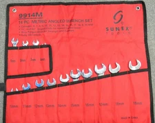 SUNNEX 14pc METRIC ANGLED WRENCH SET W/ CARRYING BAG 6MM-19MM 9914M