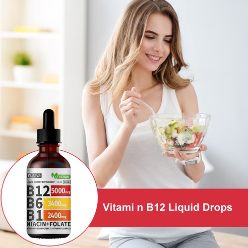 60ML Vitamin B12 Liquid Drops Vitamin B Complex, Vegan B12 Sublingual 5000mcg - Picture 9 of 11