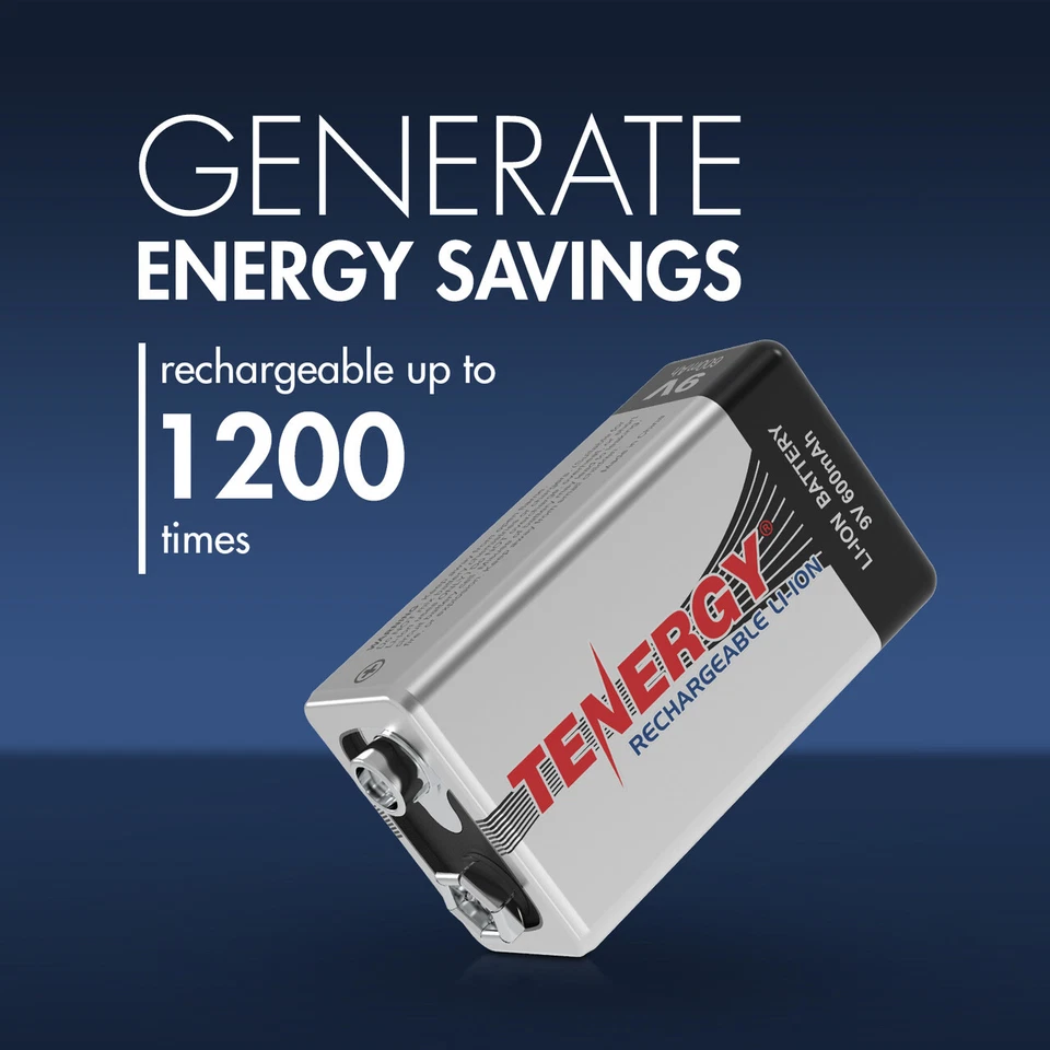 Tenergy 9V Li-ion Rechargeable Battery 600mAh With Charger Options LOT - Image 3 of 4