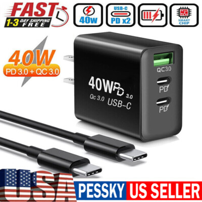 PD 40W USB-C Fast Charger Adapter & Cable For Moto G Play (2024) Edge 40 (2023)