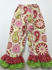 Lolly Wolly Doodle Girls 10 Years Multi-colored Floral Polka-dot Ruffle Pants 