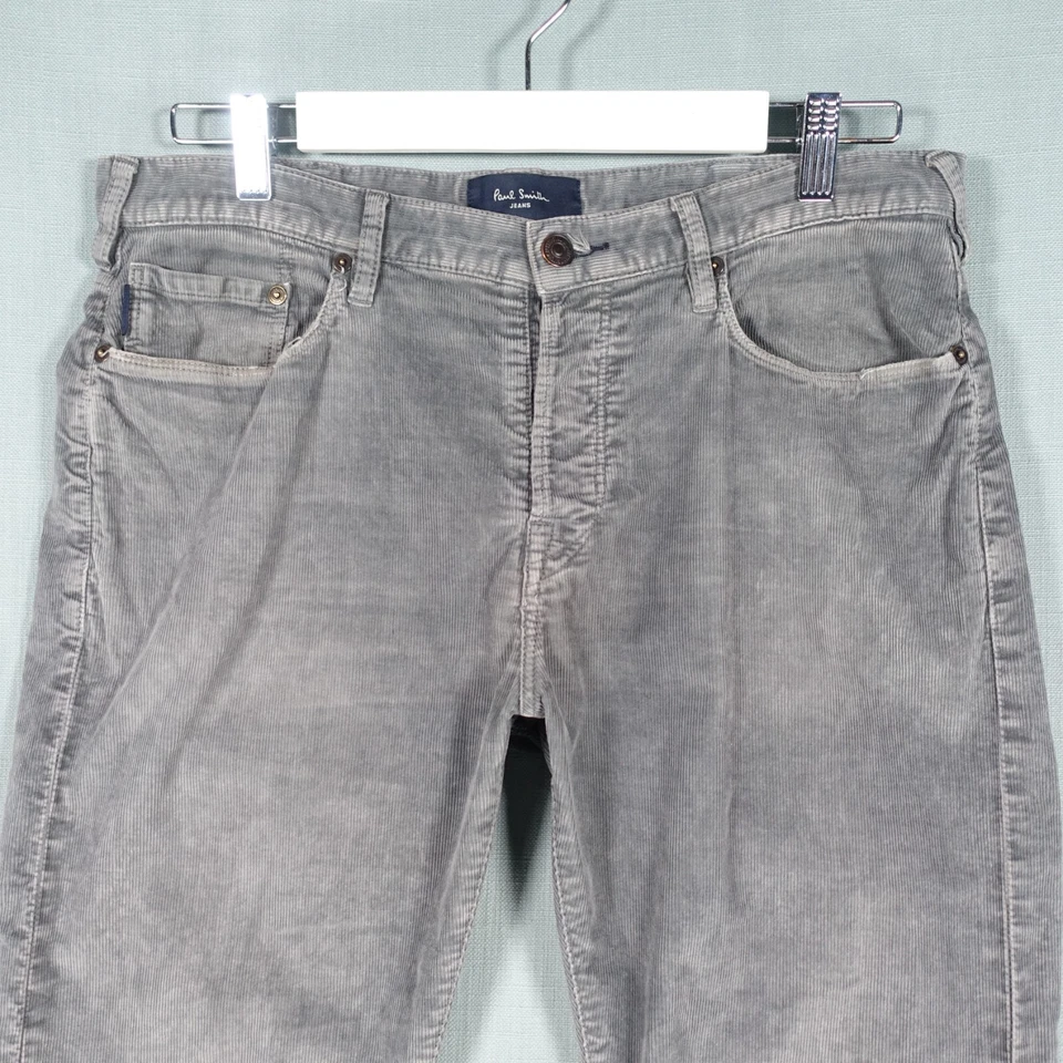 Paul Smith Corduroy Jeans Mens 32 Regular Grey Straight Trousers Pant Button Fly - Image 2 of 4