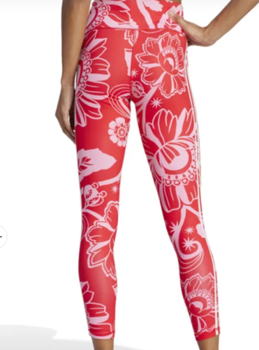 NWT FARM Rio X Adidas Leggings (size Large) Red & Pink High Rise ✨ AEROREADY - Picture 3 of 4