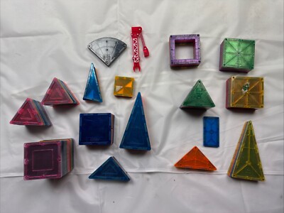 Magnetic Building Tiles Multicolored Pieces Shapes Construction Lot Of 100