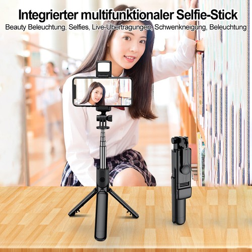 Selfie Stick Bluetooth Stativ Teleskop Stange Fernbedienung Handy Smartphone A+ - Zdjęcie 8 z 18