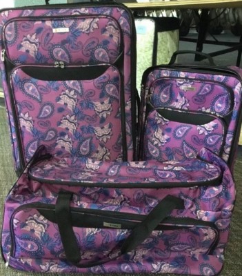 New TAG Travel Springfield III Printed 5PC Suitcase Luggage Purple Floral 