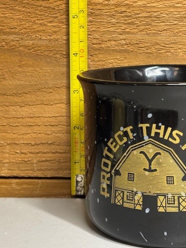 YELLOWSTONE DUTTON RANCH Protect This Family Black Speckle Ceramic Coffee Mug - Picture 6 of 6
